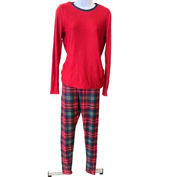 Climateright by Cuddl Duds Women's PJ Set Red Long Sleeve Shirt & Plaid Pants S - Picture 1 of 6
